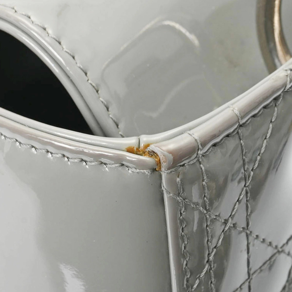 CHRISTIAN DIOR Lady Gray Enamel Handbag - Picture 8 of 9